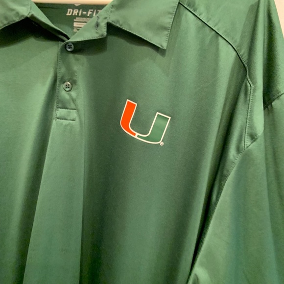 Nike University of Miami Hurricanes Dri-Fit Solid Green Polo Shirt Size 4XL - Picture 3 of 15